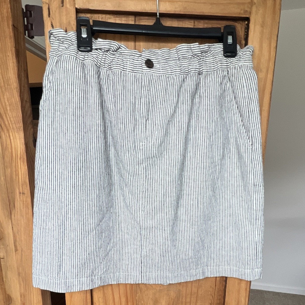 J.CREW Women's Skirt Size 10 Linen Cotton Blend Lined Pockets Black White